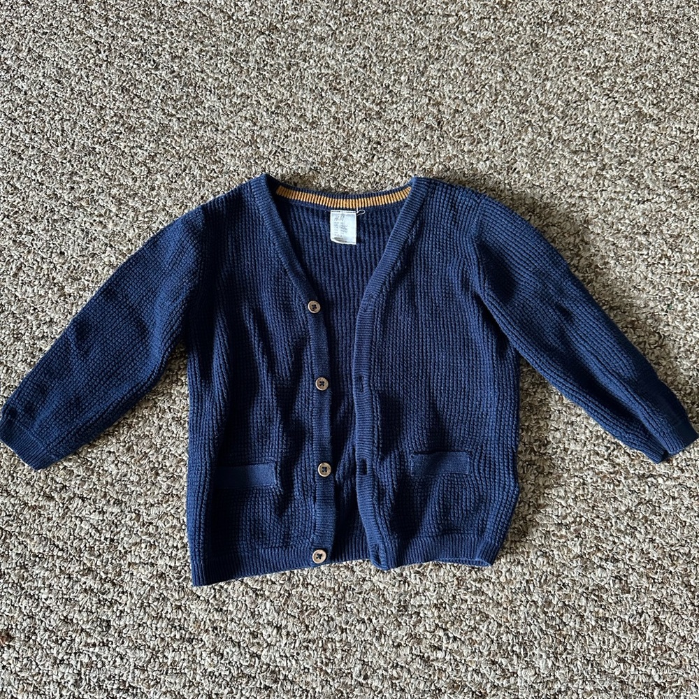 H&M boys 1.5 -2 year blue button sweater